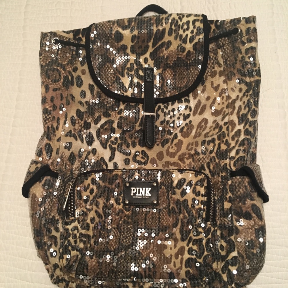 Victoria Secret Pink Sequin Cheetah Backpack